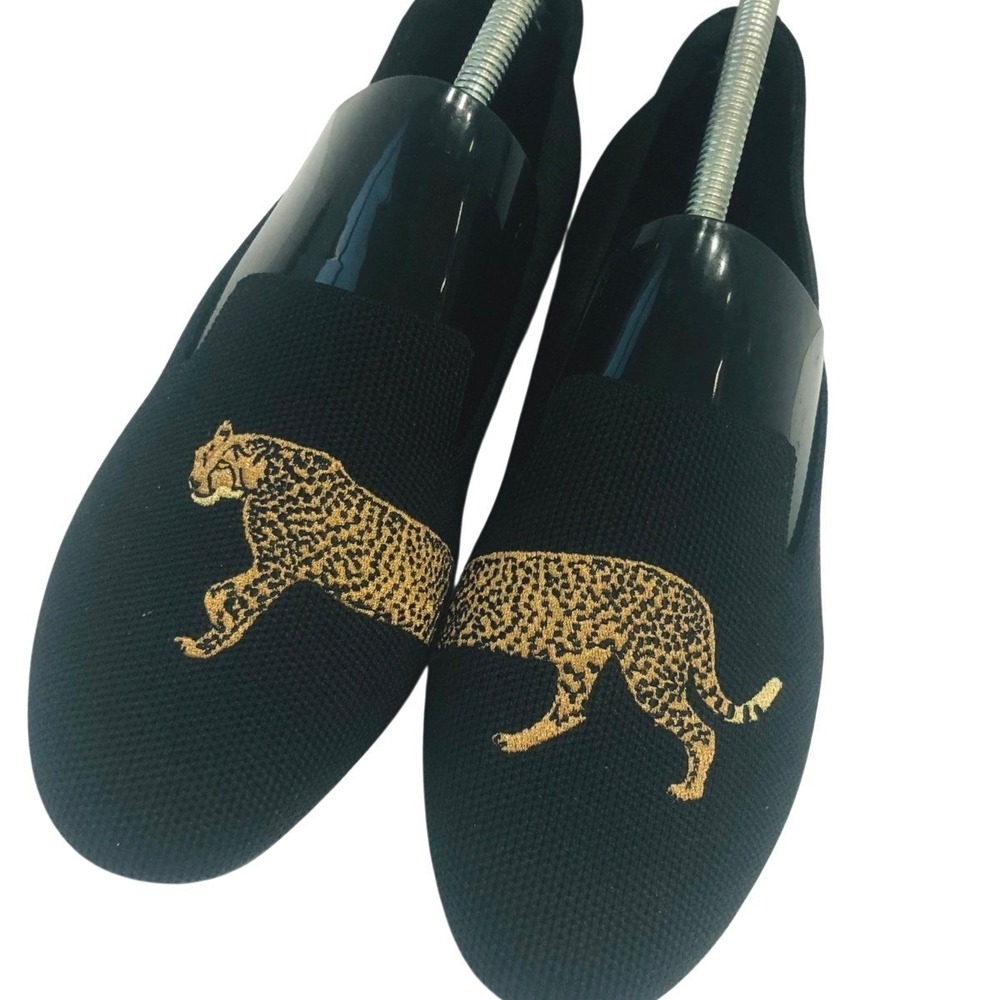 VIVAIA Audrey Loafers Embroidered Cheetah Vegan Travel Round Toe Women 41 10.5